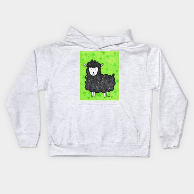 Black Sheep In A Pasture Kids Hoodie by RuthMCreative